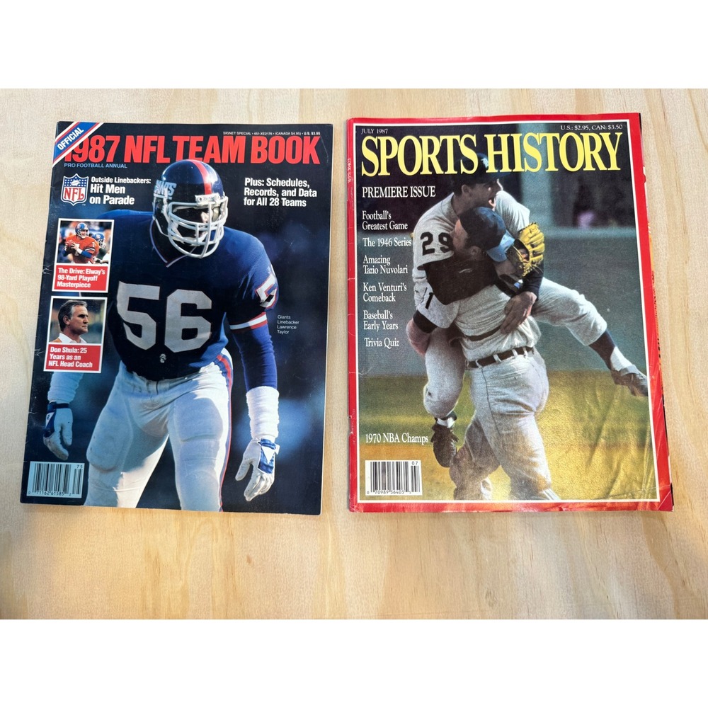 Vintage 1987 NFL Team Book & Sports History Mag LT Premiere Issue Lot‎